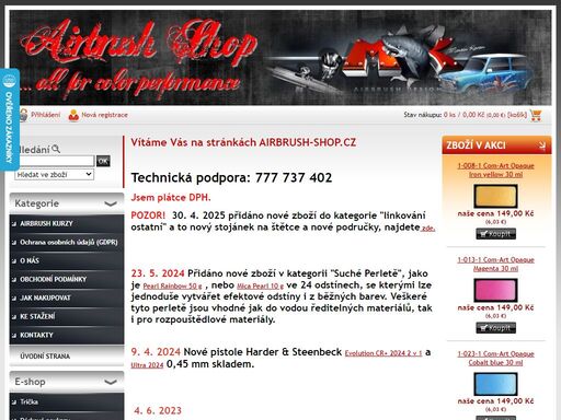 airbrush obchod, s možností on-line nákupu vybavení pro airbrush od přímého dovozce 