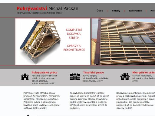 naše firma je zaměřena na dodávky nových nebo opravy a rekonstrukce stávajících střešních plášťů a krovů, klempířské, pokrývačské, tesařské a dokončovací zednické práce.