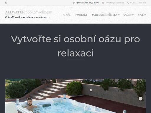 specializujeme se na vířivky, bazény, sauny a wellness příslušenství. nabízíme kvalitní plastové a nerezové bazény, zastřešení, a produkty pro domácí wellness. s více než 30 lety zkušeností vám pomůžeme vybrat ideální řešení pro relaxaci a odpočinek. kont