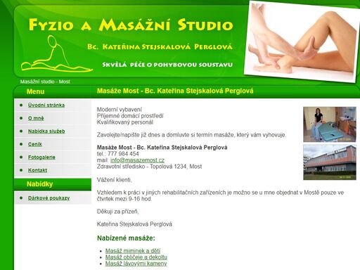 fyzio a masážní studio most - bc. kateřina stejskalová perglová, skvělá péče o pohybovou soustavu