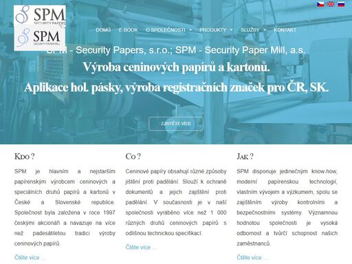 spm - security papers, s.r.o. vyrábí unikátní ceninový papír na míru,
  jištěné papíry proti padělání s bezpečnostními prvky, jako jsou vodoznaky, bezpečnostní vlákna, planžety, aj.