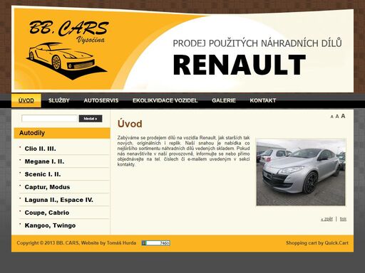 prodej použitých i nových náhradních dílů renault, servis, prodej vozů