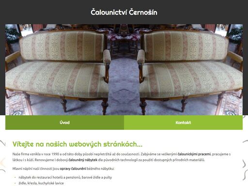 čalounictví černošín se zabývá čalounickými pracemi, renovuje i dobový čalouněný nábytek.