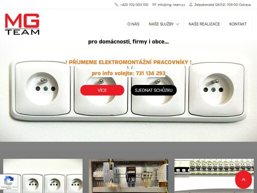     hledáte spolehlivou a zkušenou firmu pro realizace elektroinstalací? mg-team s.r.o. je tu pro vás! jsme špičková elektromontážní firma se sídlem v ostravě, působící po celém moravskoslezském kraji i v celé české republice.…