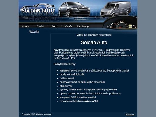 úvodní stránka - soldán auto