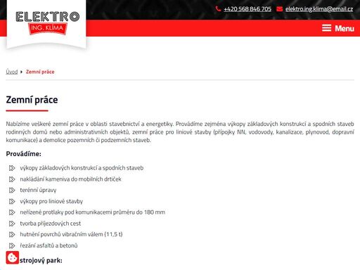 sttránky firmy která dělá výkopy, autodopravu veřejné osvětlení