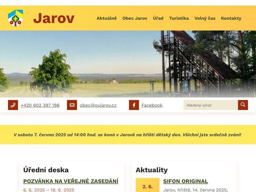 oficiální stránky obce jarov