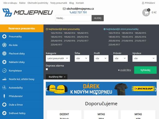 mojepneu s.r.o. prodáváme letní a zimní pneumatiky, nákladní, traktorové a průmyslové pneumatiky značek barum, continental, dunlop a dále elektrony, alu kola