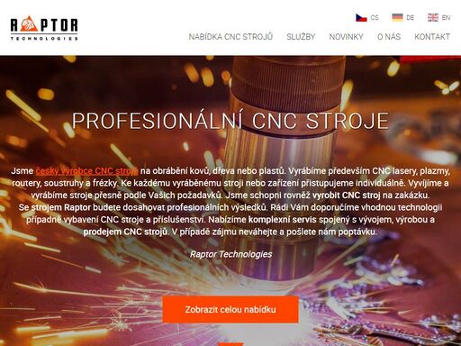 jsme český výrobce cnc strojů vysoké kvality. objevte naší nabídku s možností individualizace. vyrobíme vám cnc stroj na zakázku. raptor technologies.