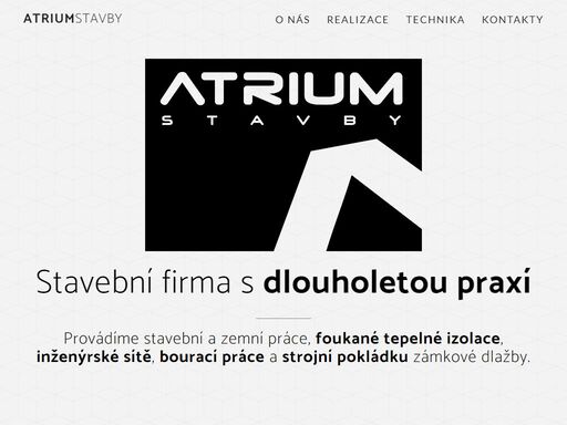 atrium stavby s.r.o. provádíme stavební a zemní práce, tepelné izolace, zateplování fasád, rekonstrukce a pokládky zámkové dlažby.