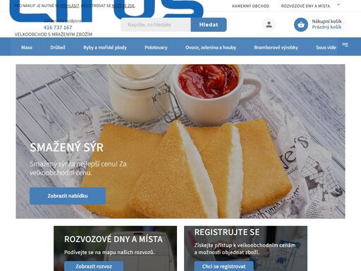 velkoobchod s mraženým zbožím citus s.r.o.. česká společnost citus, s.r.o. se již od roku 1994 specializuje na dovoz a prodej kvalitních mražených a chlazených výrobků jako jsou ryby, zvěřina, drůbež a všechny druhy masa, hranolky, ovoce a zelenina, zmrzlina, a mnoho dalších produktů. nabízíme široký sortiment…