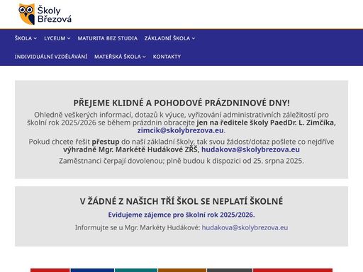 práce, radost, smích a tolerance - to jsou školy v březové - lyceum, zš, mš. individuální vzdělávání, e-learning, internetová škola.