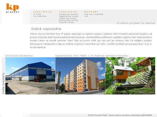 projekční kancelář kp projekt třebíč nabízí kompletní zpracování projektu - studie, dokumentace, vyjádření, povolení.
