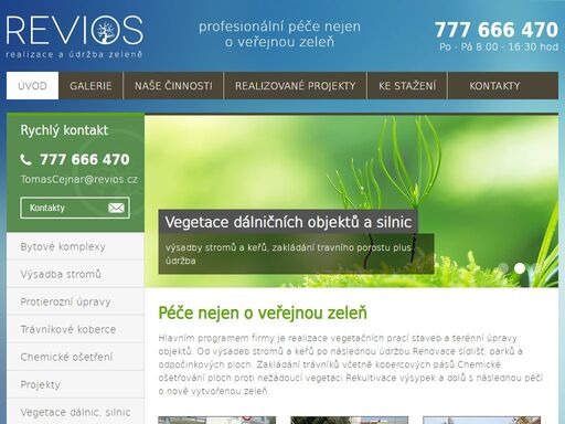 revios - profesionální péče nejen  o veřejnou zeleň revitalizace objektů a staveb