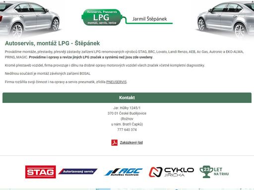montáž lpg,cng, servis a revize, české budějovice
