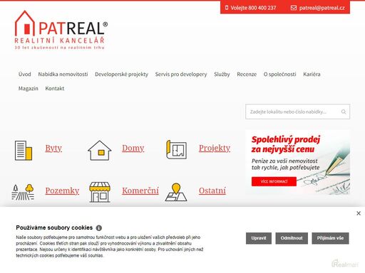 realitní a zprostředkovatelské centrum patreal, přes 30 let zkušeností na trhu s nemovitostmi

v brně a okolí. vizitkou naší rk je férový přístup a desítky referencí. nabídka nemovitostí.