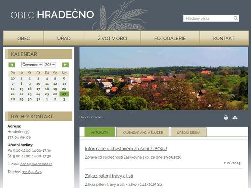 oficiální stránky obce hradečno