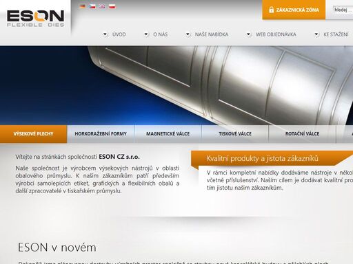 eson cz s.r.o. - výsekové nástroje pro oblast výroby samolepicích etiket, pro aplikaci pomocí magnetických válců