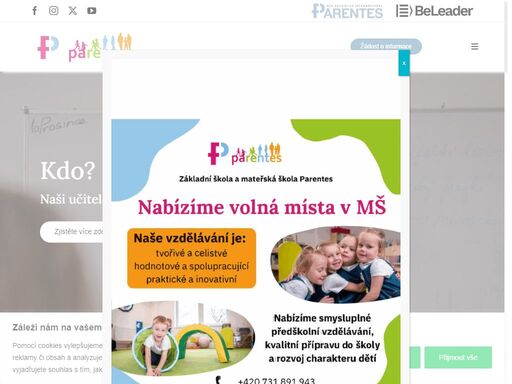 chcete se s námi setkat? 
domluvte si schůzku na níže uvedeném formuláři.  vyžádejte si informace zde  
přijďte nás navštívit a seznámit se s naším vzdělávacím projektem.
čekáme na vás!      mateřská škola 
přečtěte si více ›     
přijímací řízení 25/26 
přečtěte