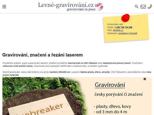 gravírování laserem a rytectví 20 km od brna, posíláme po celé čr, 30 let na trhu. máme co2 laser, vláknový laser, cnc rycí stroje, sítotisk, uv tisk atd..  