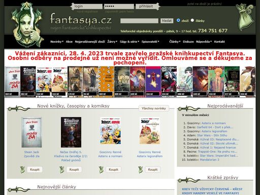 knihkupectví fantasya.cz = kompletní dostupná produkce science-fiction a fantasy knih v českém jazyce. nejlepší ceny na trhu, rychlé dodávky (většina titulů skladem).