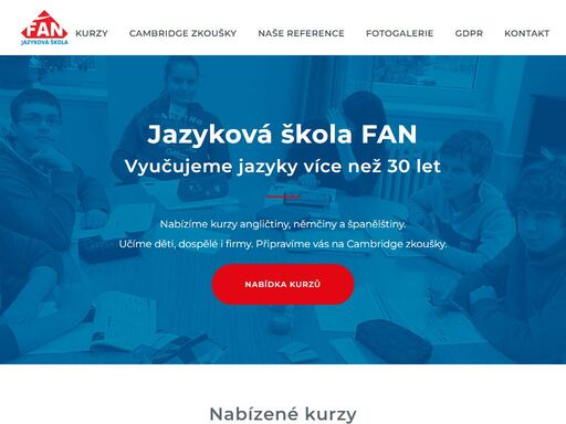 úvod, webové stránky jazykové školy fan turnov.