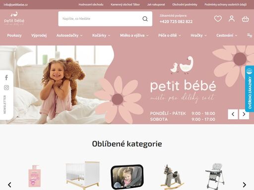 na našem e-shopu nabízíme dětské a kojenecké zboží více než 25 českých i světových značek a nezapomínáme ani na maminky. v naší prodejně 250+ kočárků a 150+ autosedaček ihned k prohlédnutí.