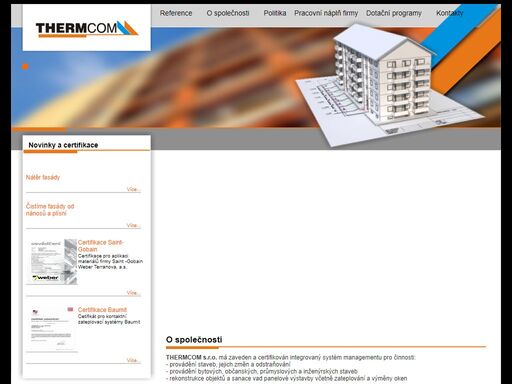kompletní revitalizace panelových domů, domů obytných a rodinných domů - www.thermcom.cz