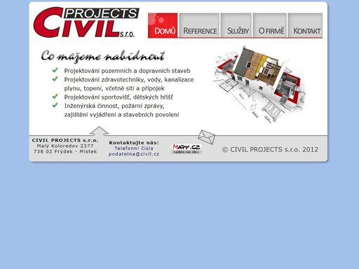 civil projects s.r.o.,projektování pozemních staveb,projektování sportovišť, dětských hřišť, inženýrská činnost, požární zprávy, zajištění vyjádření a stavebních povolení, , soudní a tržní odhady 