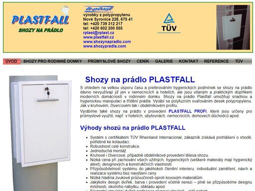 plastové shozy na prádlo plastfall. ideální řešení pro průmyslové využítí i pro rodinné domky.
