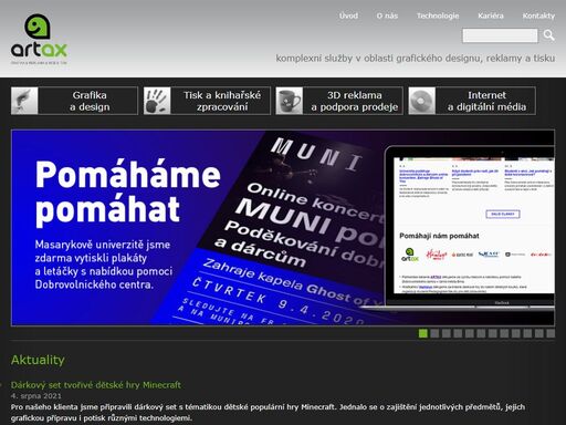 grafika, reklama, ofsetový a digitální tisk - artax, a.s.