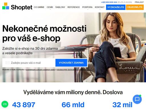objevte nekonečné možnosti pro vaše online podnikání. založte si vlastní e-shop na 30 dní zdarma a zjistěte, co všechno shoptet nabízí.