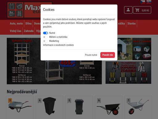 prodej doplňků pro dům, byt, zahradu a dílnu, ručního a elektrického nářadí, svítidel, obkladů, dlažeb, sanity, přírodních a laminátových podlah, obalové materiály.