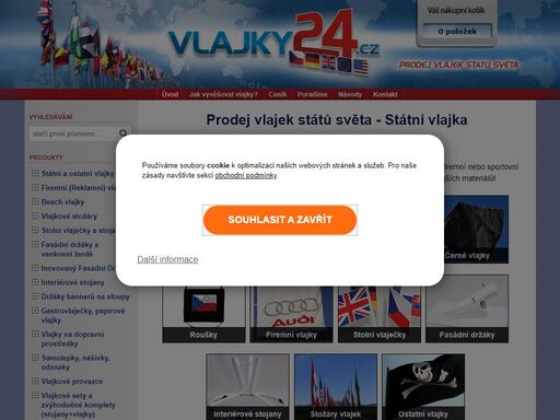 zásilkový obchod vlajky24.cz nabízí státní vlajky, vlajky států eu a ostatní vlajky států světa. dodáváme také vlajkové stožáry, vlaječky, stojánky a ostatní příslušenství.