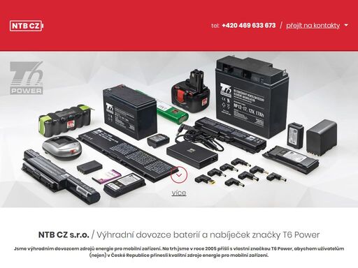 ntb cz s.r.o. - výhradní dovozce baterií a nabíječek značky t6 power.