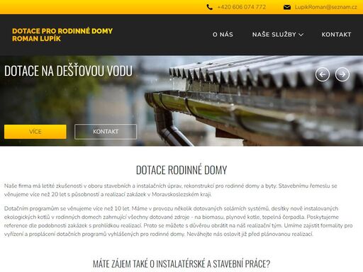 kotlíkové dotace, dotace na dešťovou vodu, nová zelená úsporám na rekonstrukce a stavby rodinných domů.