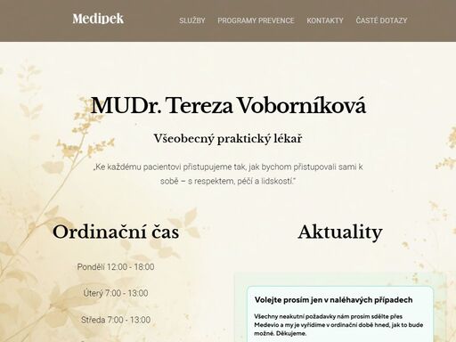 mudr. tereza voborníková - všeobecný praktický lékař v mladé boleslavi. poliklinika modrá hvězda, jiráskova 1320