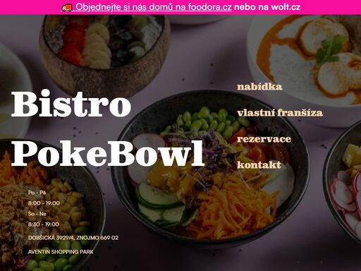 vychutnejte si poke bowl, snídaně a výběrovou kávu v moderním prostředí bistra ve znojmě. objednejte si jídlo na foodora. bistro znojmo, poke bowl znojmo, káva znojmo, kavárna ve znojmě, brunch znojmo, restaurace znojmo.