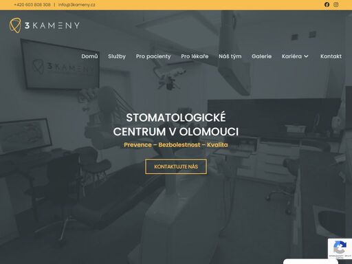 chcete mít skvělý usměv a zdravé zuby? jsme tu pro vás. 3 kameny - stomatologické centrum olomouc. prevence, bezbolestnost a kvalita.
