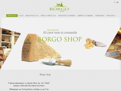 borgo shop je pokračováním projektu restaurace borgo agnese, nacházející se v budově anenských teras v brně na ulici kopečná, kterou vede šéfkuchař a spolumajitel pan michal prachař již od roku 2008. 