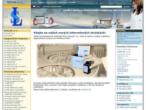 klinická chemie,klinická analýza,diagnostické soupravy,diagnostická souprava skalab s.r.o. je rodinná firma, zabývající se výrobou a distribucí diagnostických souprav pro klinickou chemii. za 25 let trvání bylo vyvinuto 17 diagnostických souprav a 17 pomocných diagnostických přípravků.