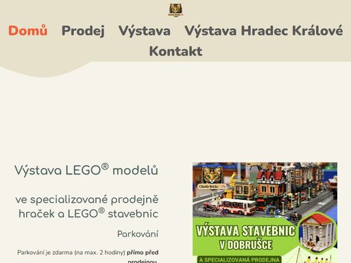 výstava lego® modelů ve specializované prodejně hraček a lego® stavebnic parkování parkování je zdarma (na max. 2 hodiny) přímo před prodejnou. nebo na náměstí f. l. věka – do pondělí do pátku do 17 hodin a v sobotu do 11 hodin za 5 kč za započatou půlhodinu. adresa na adrese šubertovo náměstí 46, dobruška co