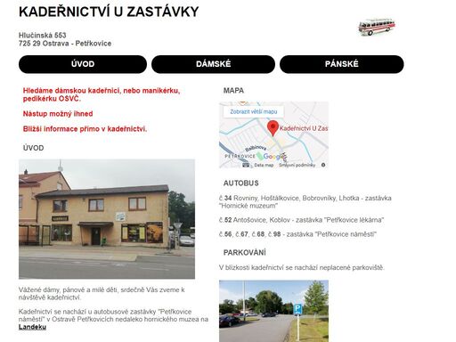 dámské a pánské kadeřnictví u zastávky.hlučínská 553 ostrava-petřkovice
