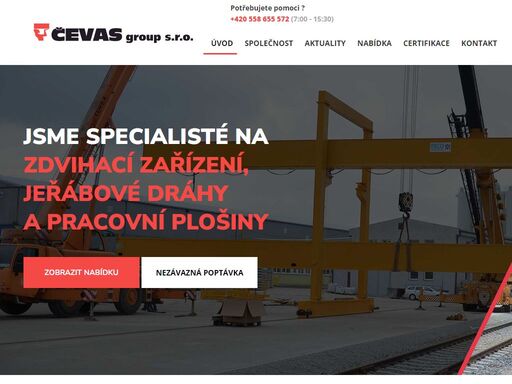 čevas group s.r.o.  - zařízení pro průmyslovou manipulaci a transport, systém gantrail, prostředky pro vázání a manipulaci s břemeny, modernizace jeřábů, nabídka služeb