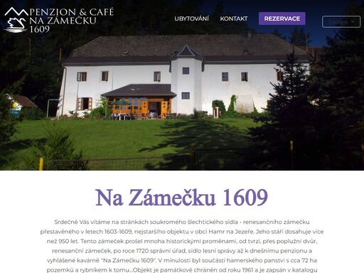 penzion a kavárna na zámečku 1609 v hamru na jezeře - ubytování, stravování a relaxace v historickém zámečku