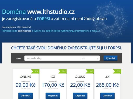 zaregistrujte si doménu a objednejte webhosting nebo server u spolehlivého partnera s vlastním datacentrem. forpsi je profesionálem na trhu domén, webhostingu, vps a cloudu. vytvořte si s námi vlastní web nebo využijte širokých možností vps. 