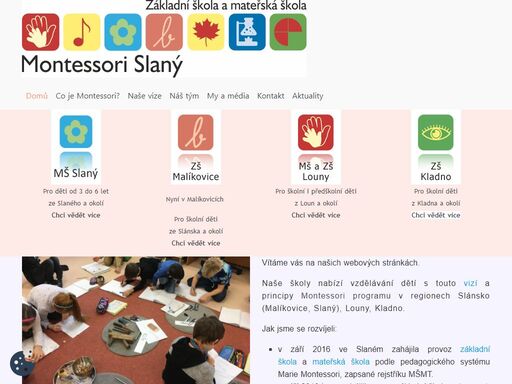 webová presentace montessori školky a školy ve slaném s pobočkami v kladně a lounech. 