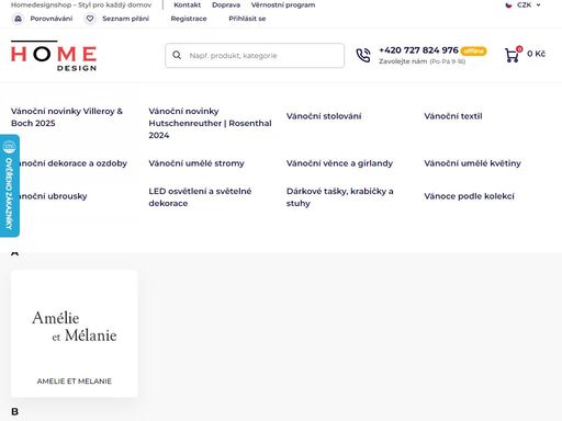eshop s interierovými doplňky, porcelánem, sklem a různými dekoracemi. více než 3.000 položek skladem.