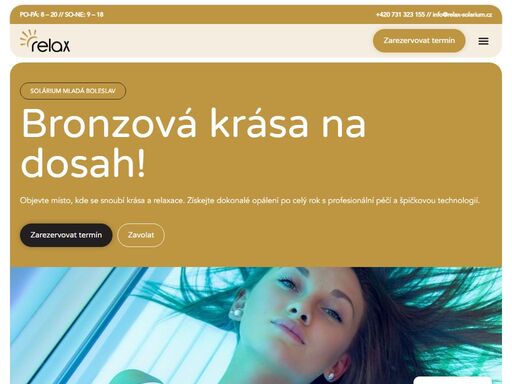 relax solárium mladá boleslav, opálení tam kde ho chcete. přijďte se k nám zdravě opálit díky nejmodernějším soláriích a relaxovat po těžkém dni. 