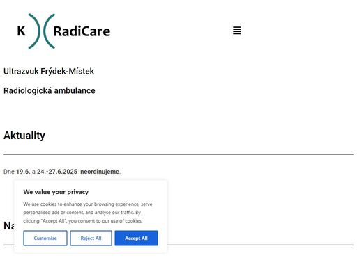nabízíme časné ultrazvukové (sono) vyšetření ve frýdku-místku na špičkovém novém stroji. profesionální přístup, většinou termíny do 24 hodin.